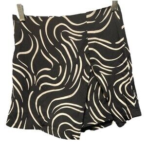 SHEIN Zebra Print Zip-Up Skort | Side Zipper | Black & Ivory | Size Small